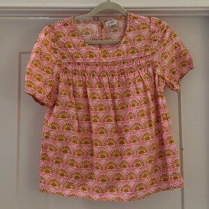 J. Crew Short Sleeve Puff Sleeve Top – Spring Blossom – Size Small